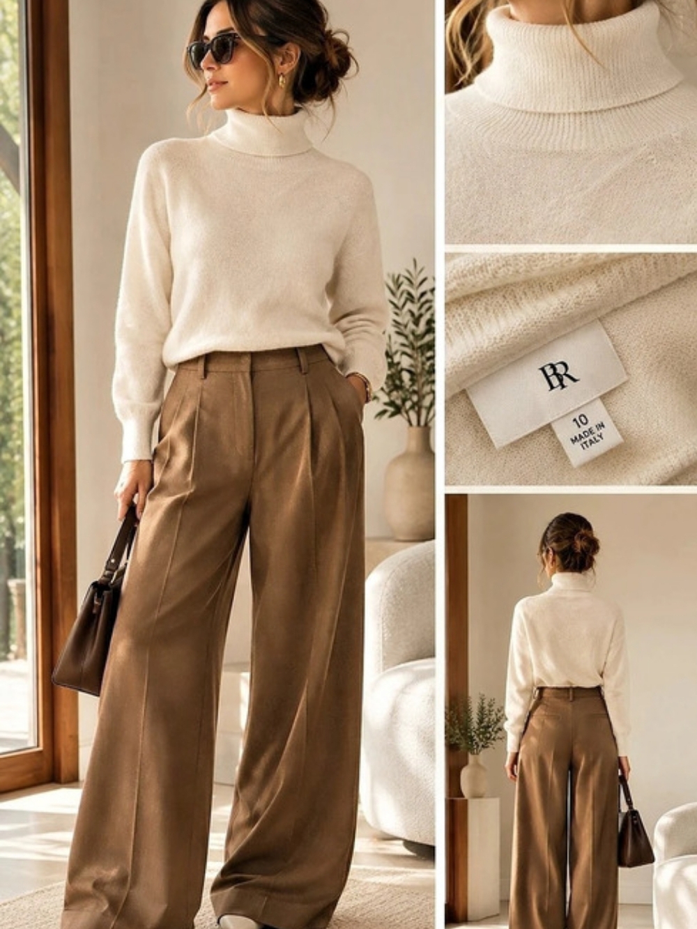 Banana Republic Merino Wool Turtleneck Sweater in Cream Size Medium Like New